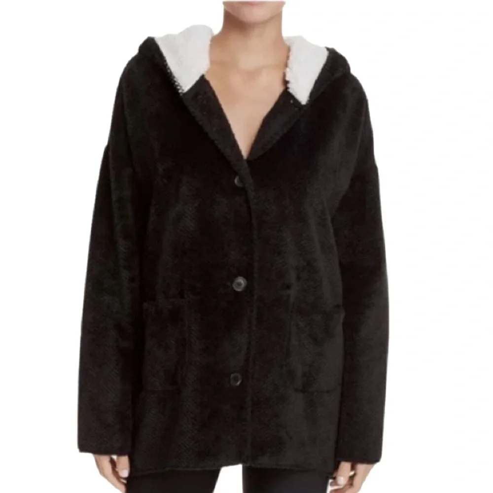 Sherpa Hooded Blazer/ Cardigan Jacket - PJ Salvage Ultra Soft - size Small